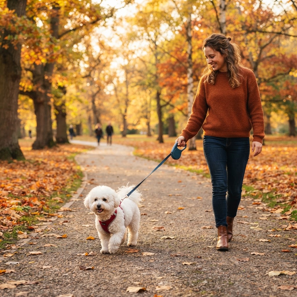 Bichon Frise - Autumn Walk