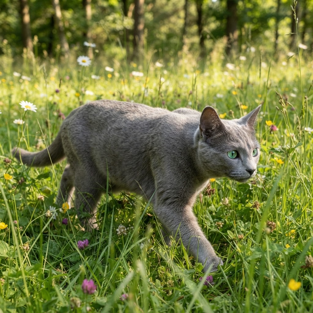 Walking through tall grass in a meadow