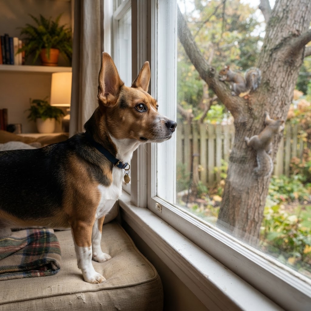 Watching squirrels out the window