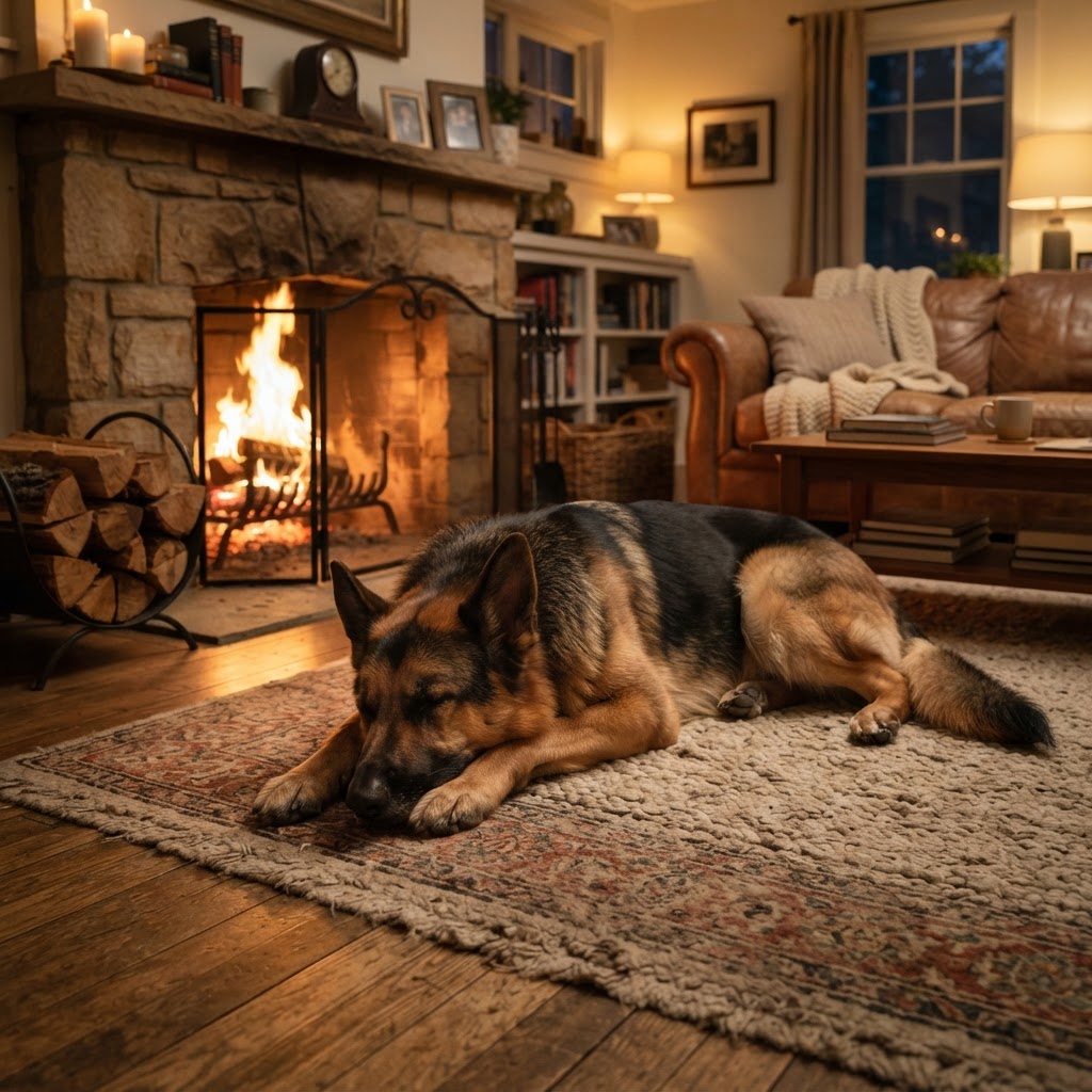 German Shepherd - By the Fireplace