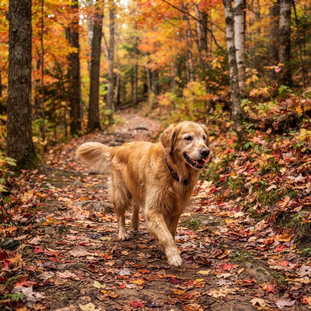 Golden Retriever - Autumn Forest Walk