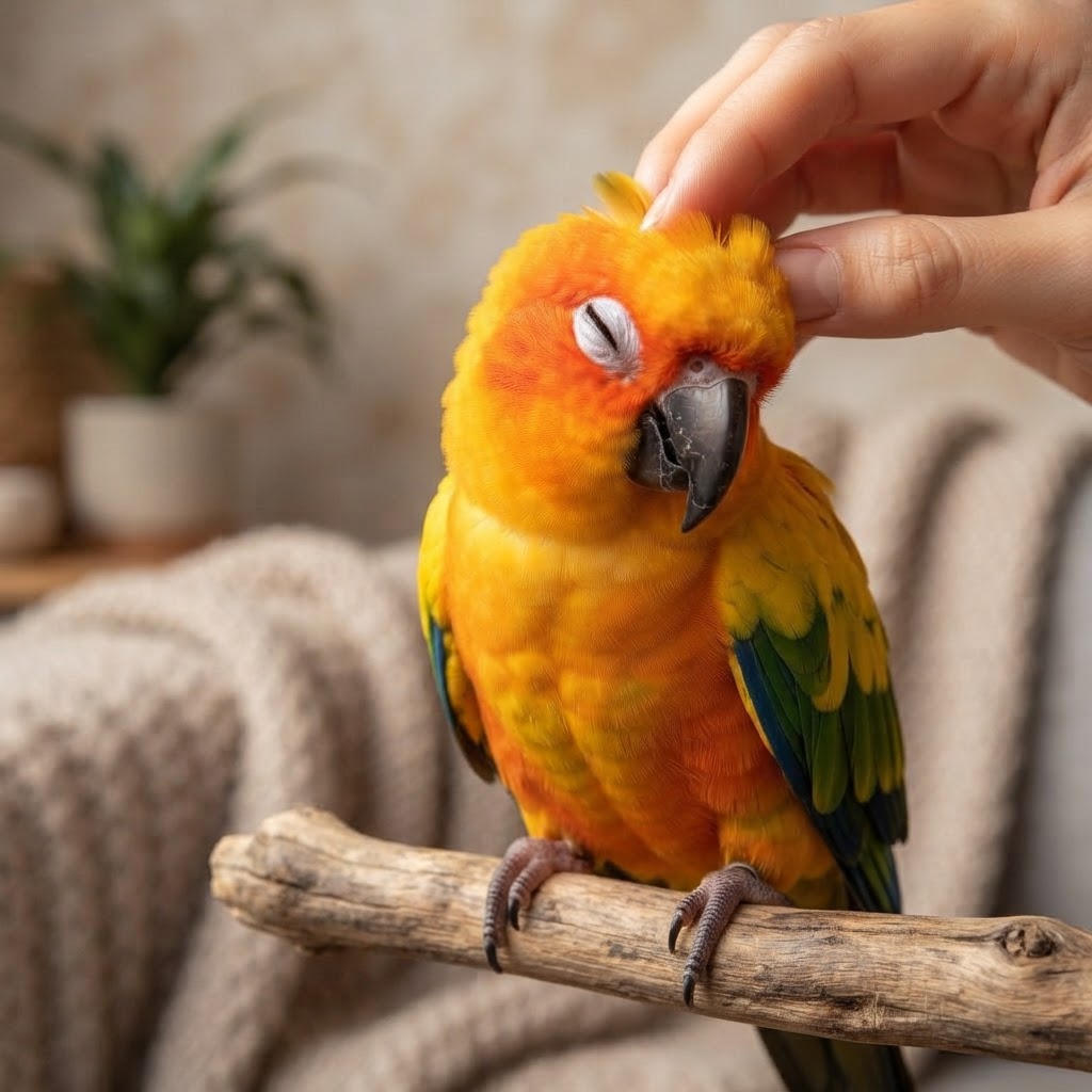 Receiving a gentle head scratch