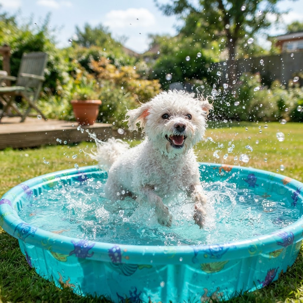 Bichon Frise - Splashing in the Pool