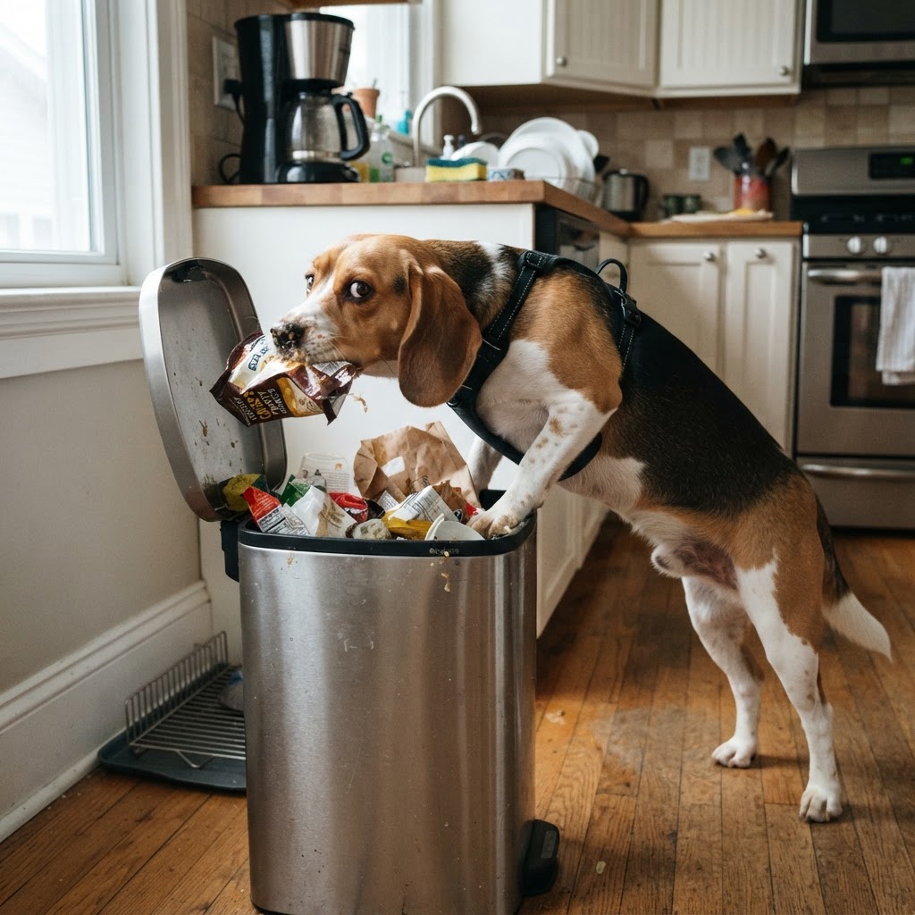 Caught in the trash can