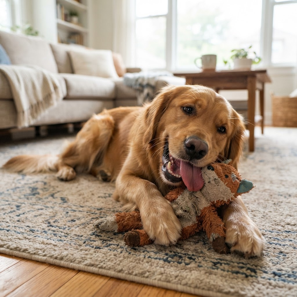 Golden Retriever - Chewing a Toy