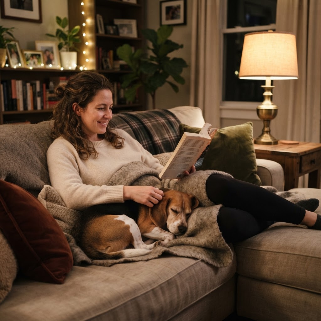 Couch cuddles with owner