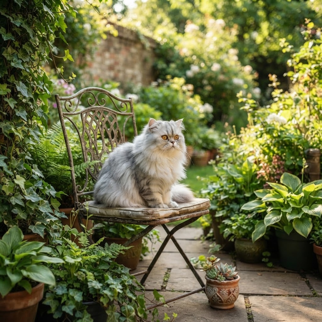 Relaxing on a garden chair in the backyard