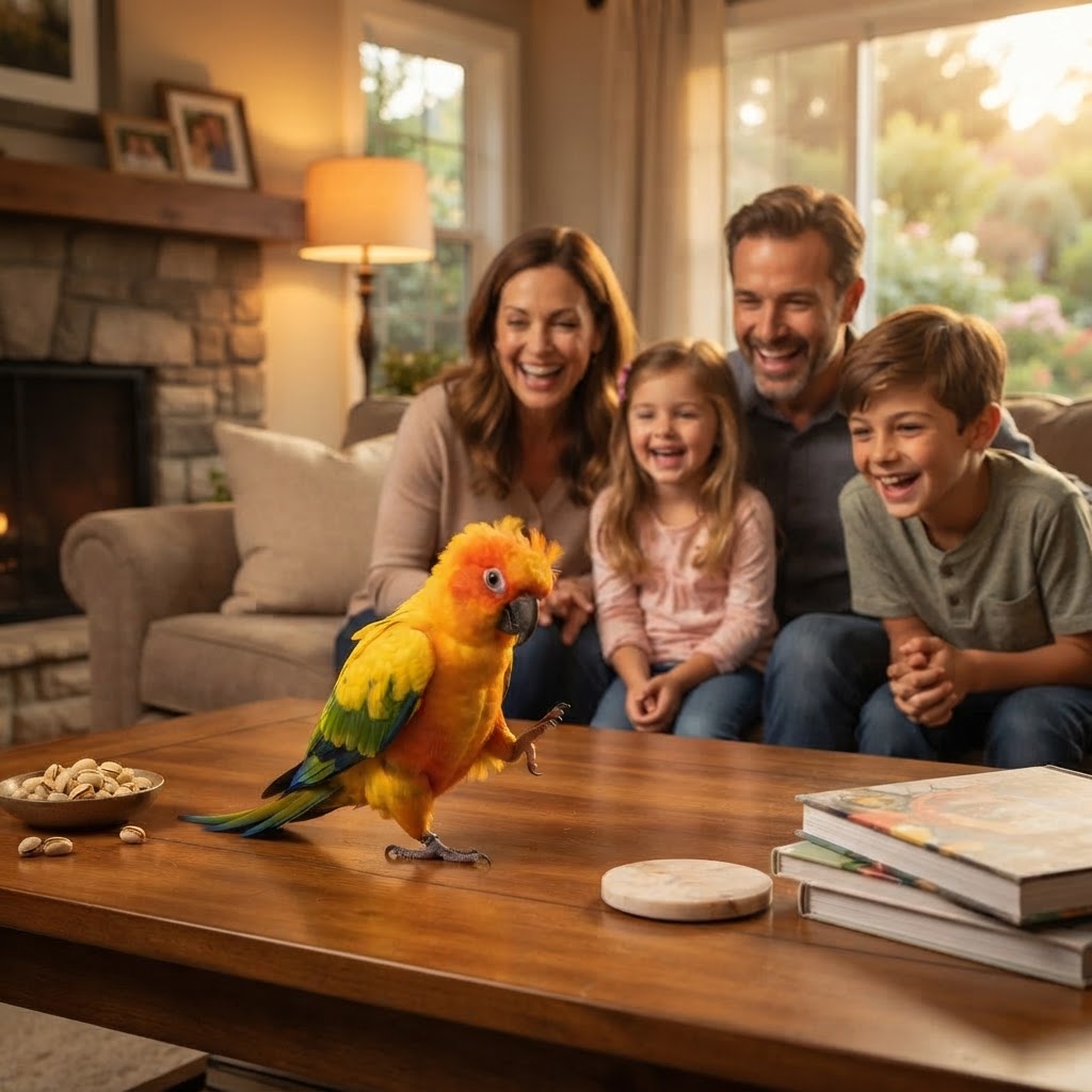 Dancing on coffee table while family laughs