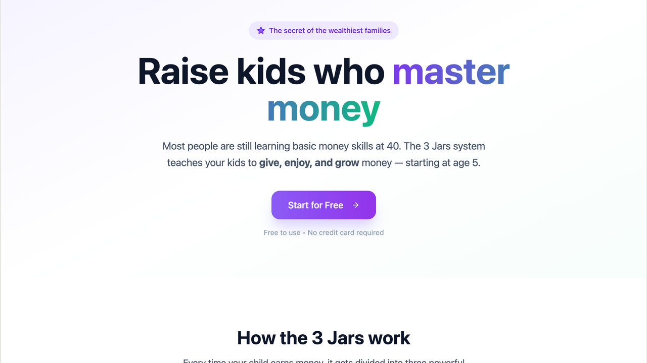  Three Jars - Kids Financial Mastery App template preview