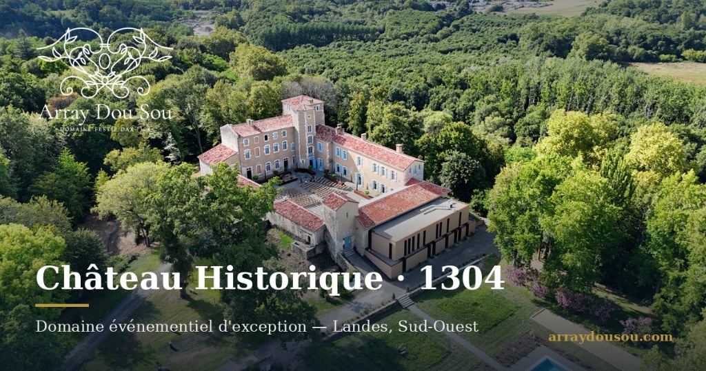 Un château privatisable pour un mariage de 200 invités, à 45 minutes de Biarritz et Saint-Jean-de-Luz — Domaine Array Dou Sou, Monument Historique 1304