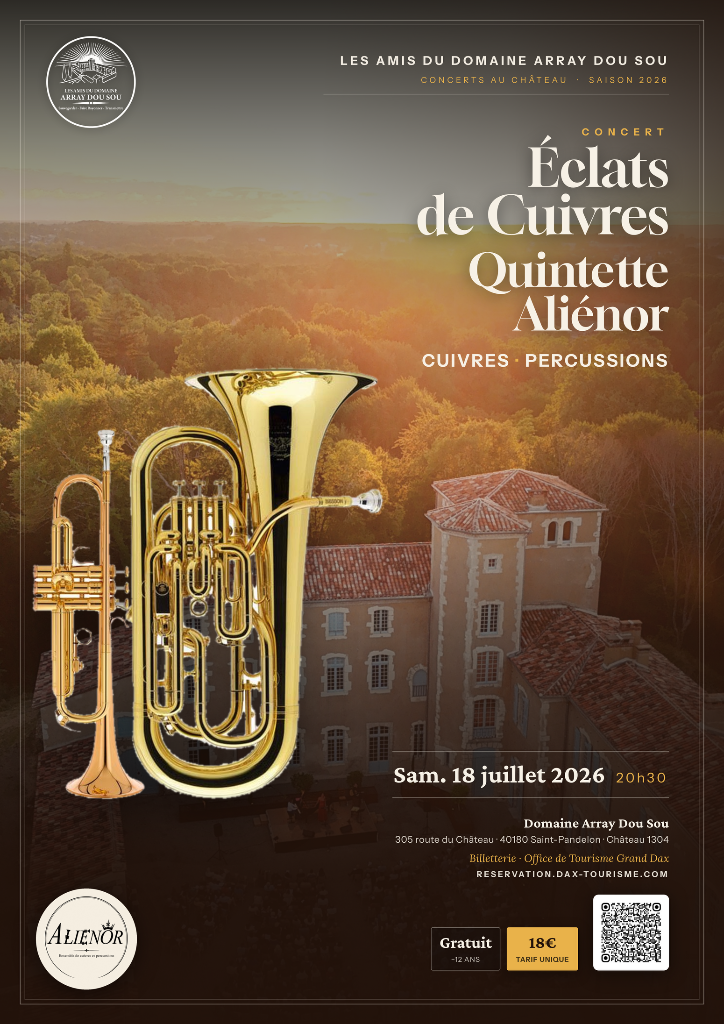 Affiche Éclats de Cuivres — Quintette Aliénor — Sam. 18 juillet 2026
