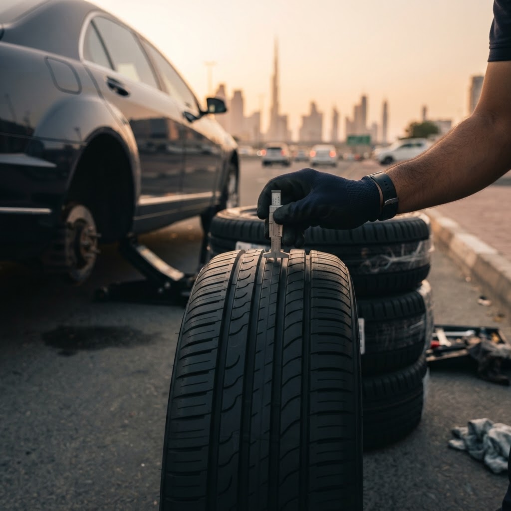 Tyre Replacement technician at work in Dubai