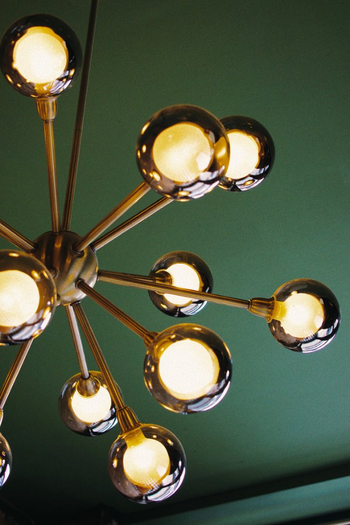 Sputnik chandelier close-up