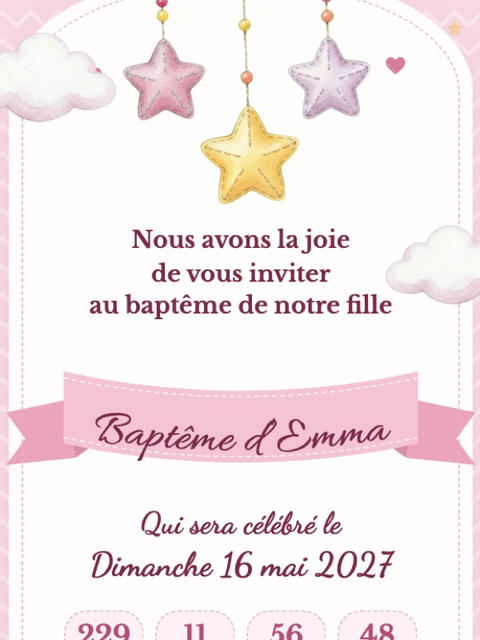 Modèle de faire-part Ourson rose
