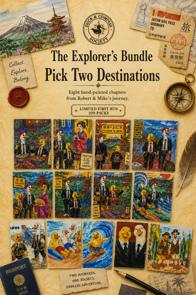 The Explorer's Bundle — Pick Two Destinations: eight hand-painted chapters from Robert & Mike's journey