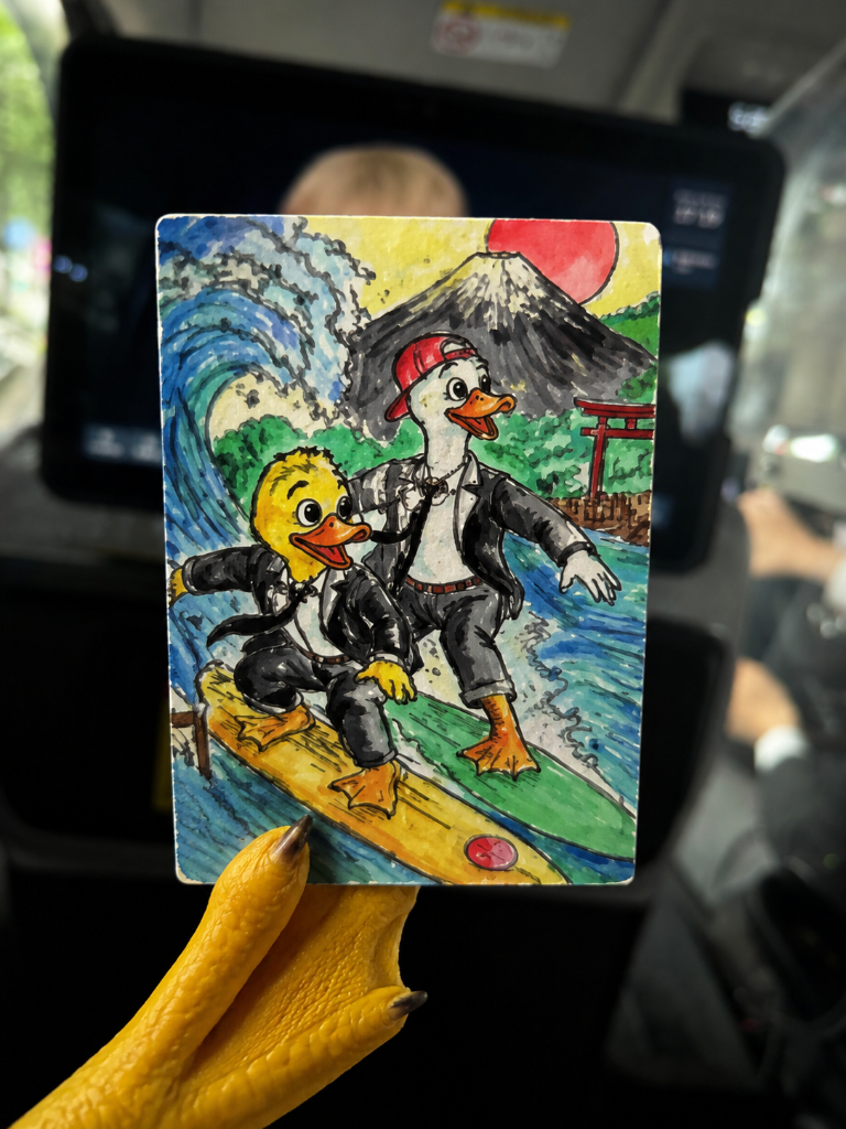 A duck-foot greeting shown on a Duck & Compass card