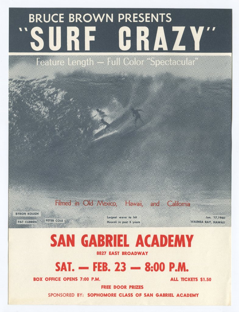 Vintage surf film promotional clipping
