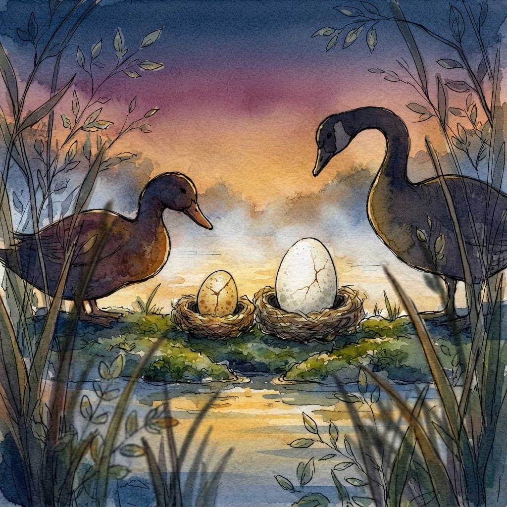 Golden Pond at dawn — watercolor painting