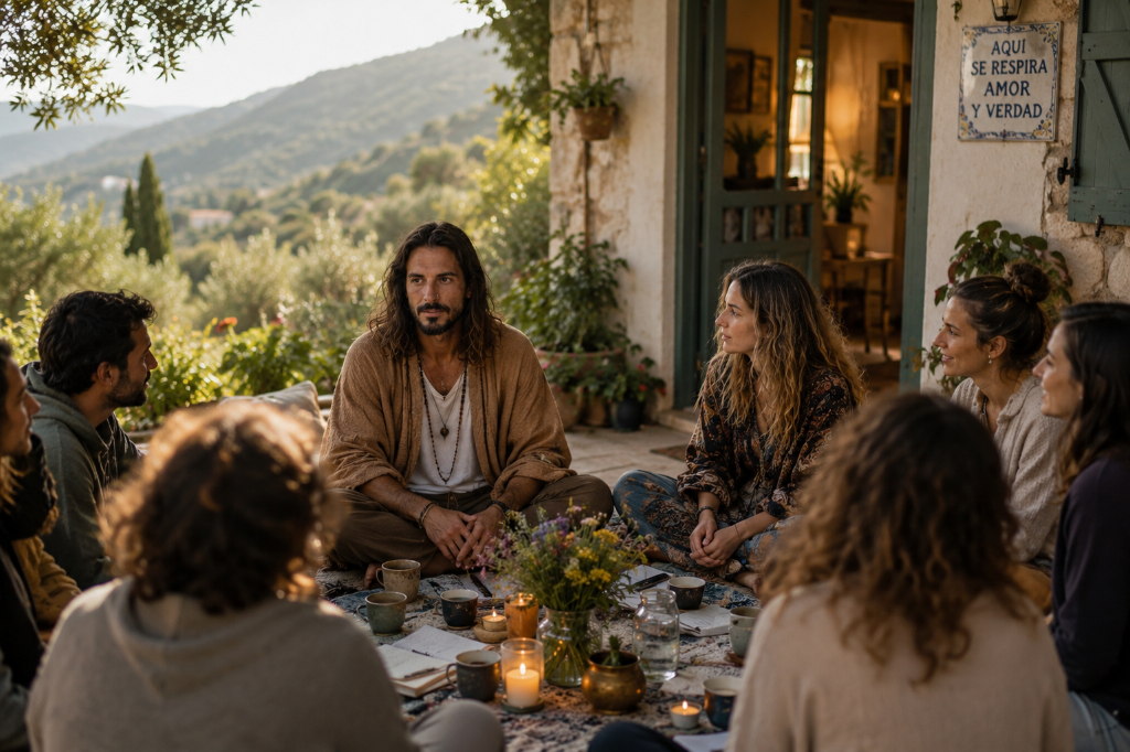 A circle gathering at golden hour