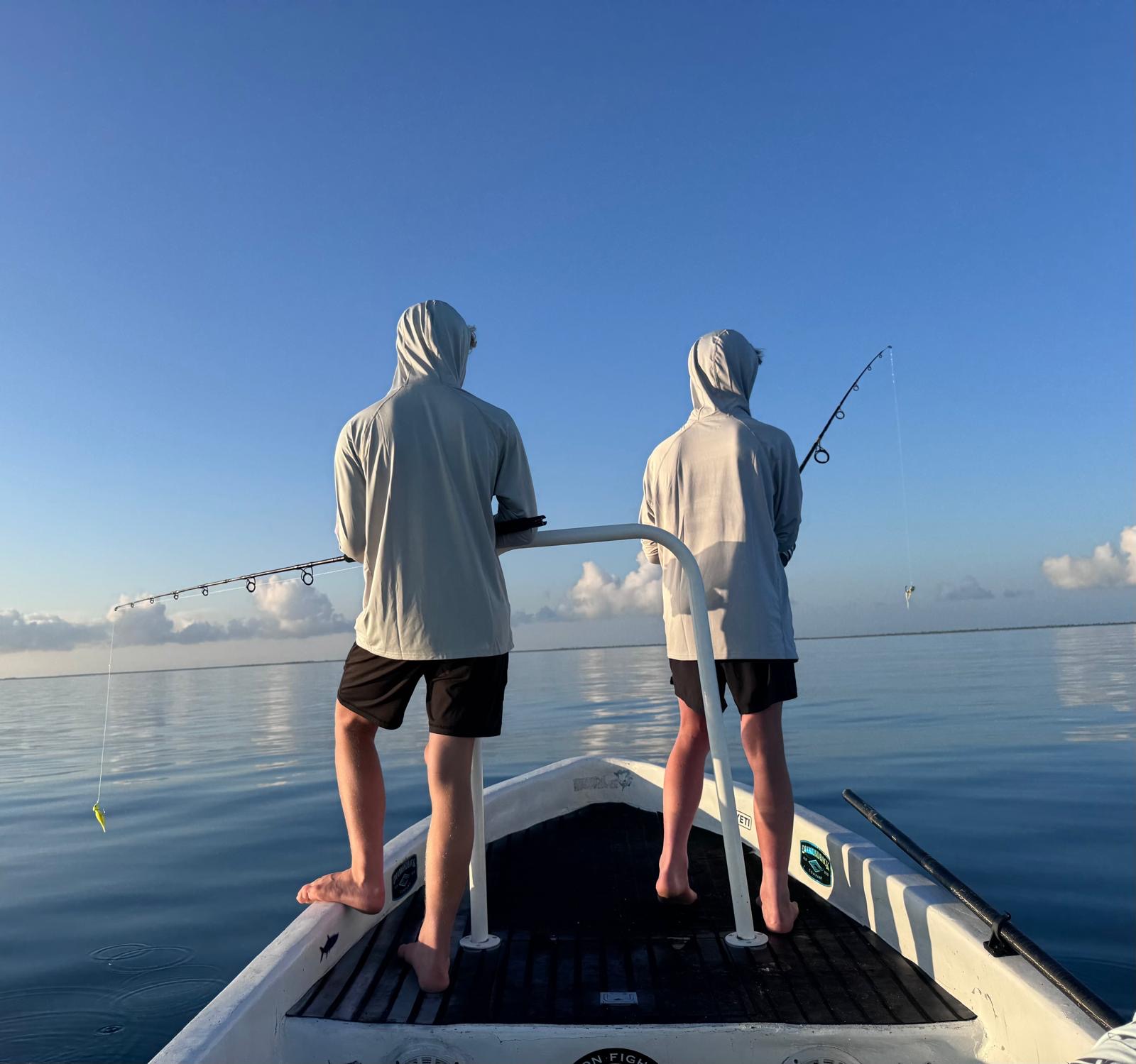 Tarpon fly fishing Holbox Mexico guide with baby tarpon in Caribbean mangroves