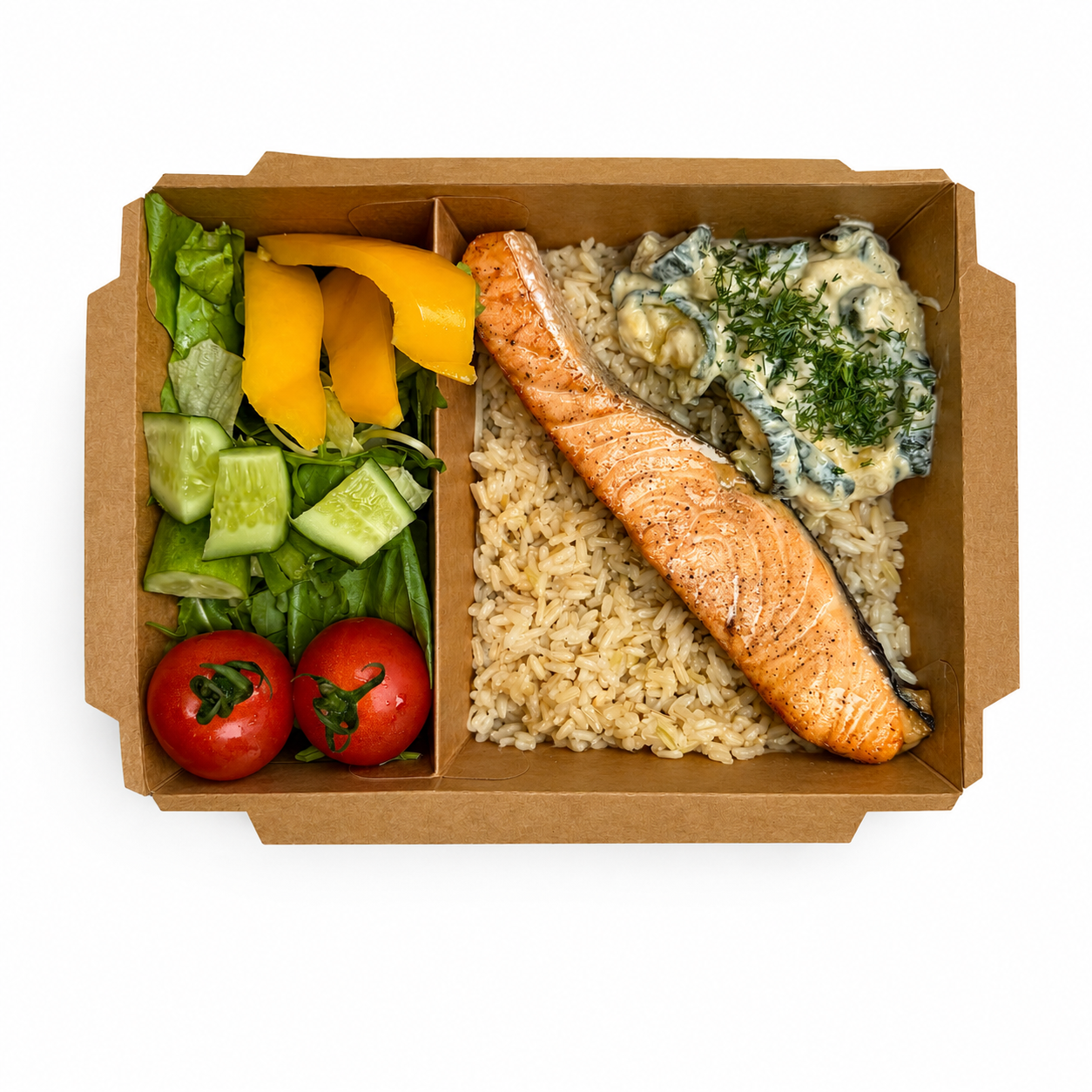 Salmon with Rice and Baked Zucchini