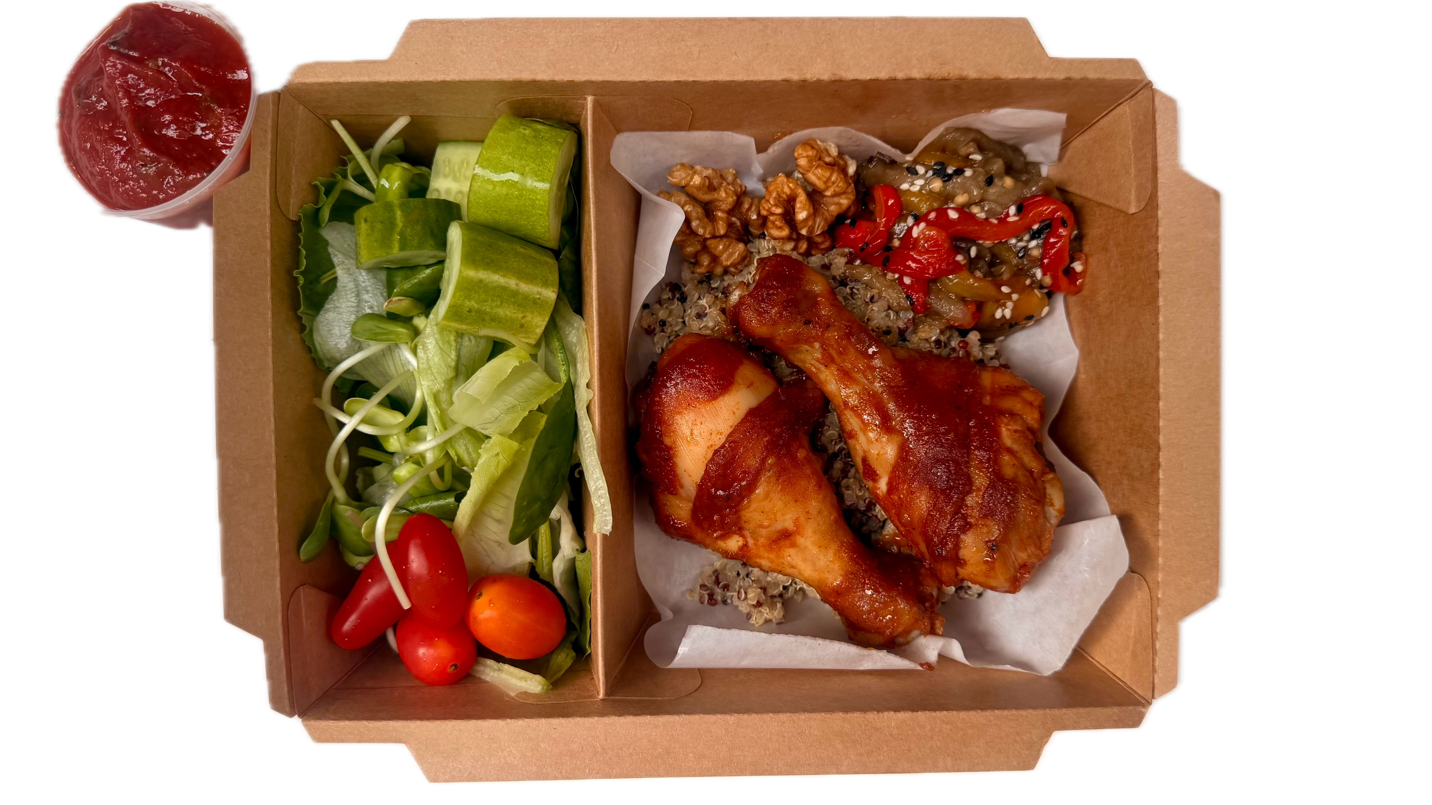 Chicken Drumsticks with Quinoa and Roasted Vegetables