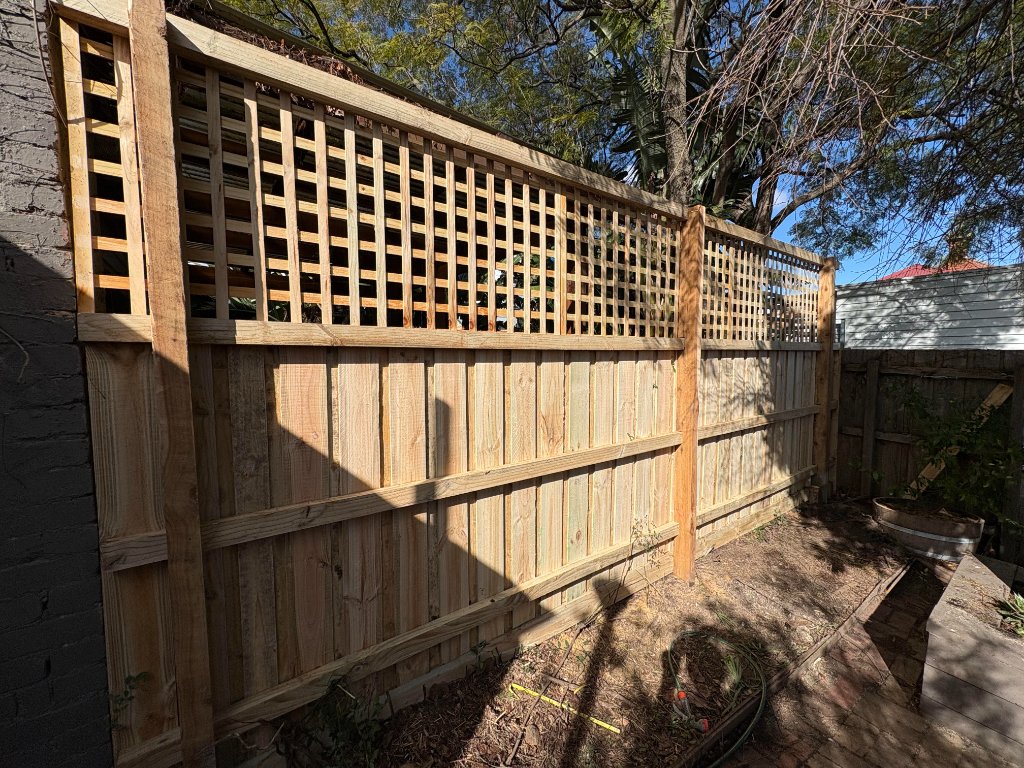 Timber fence with lattice top Perth