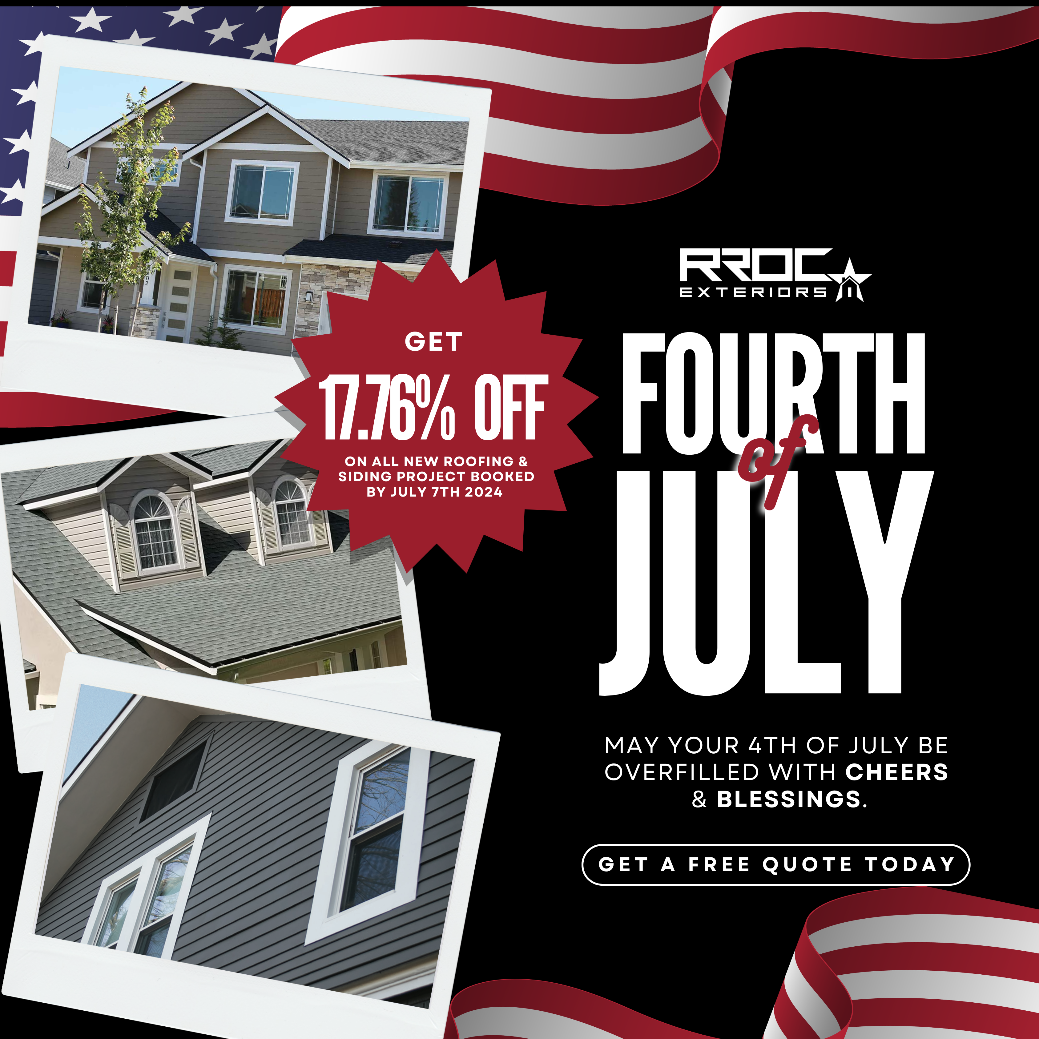 Fourth of July promotional ad with polaroid-style home photos