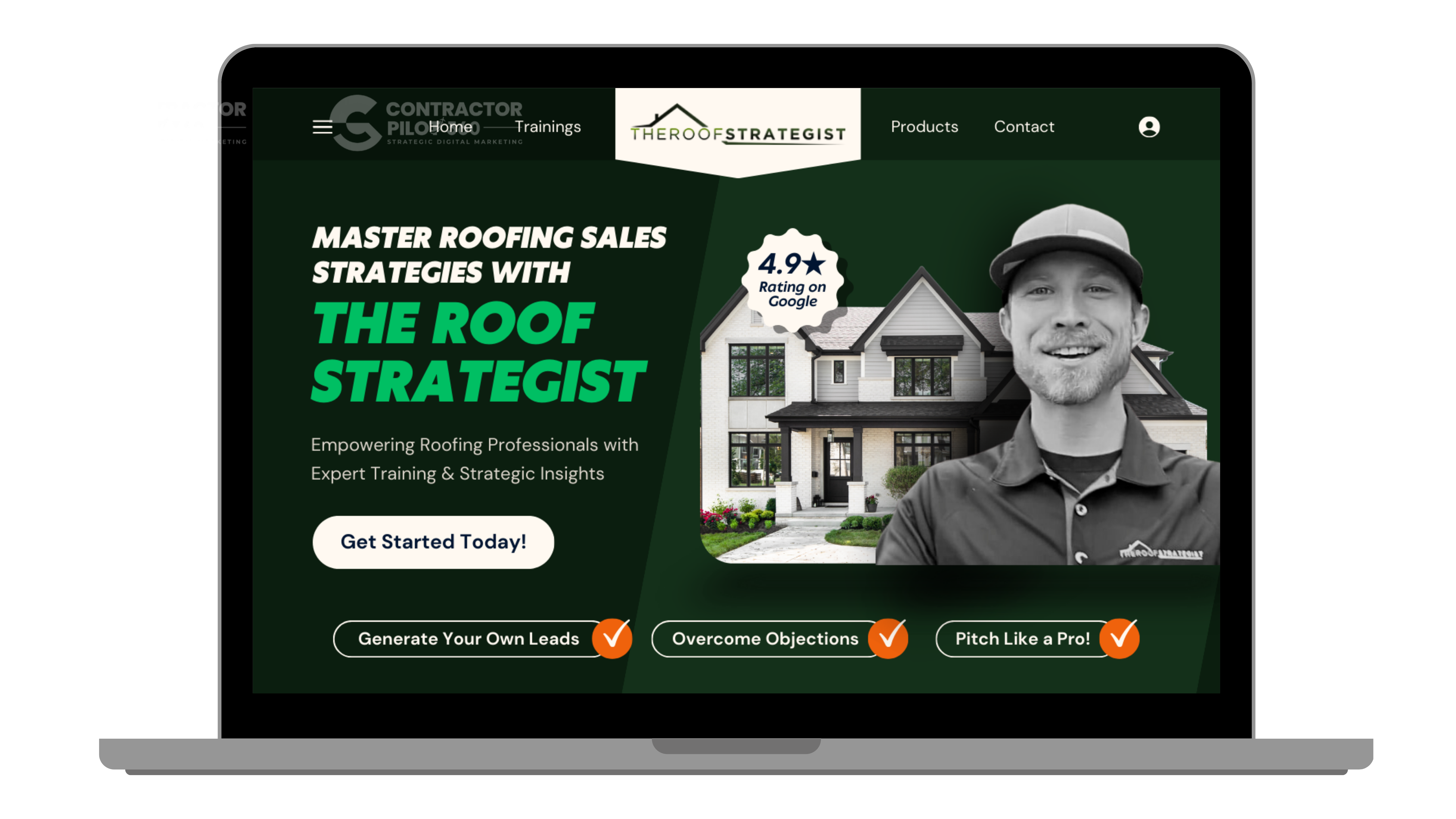 The Roof Strategist website design displayed on laptop