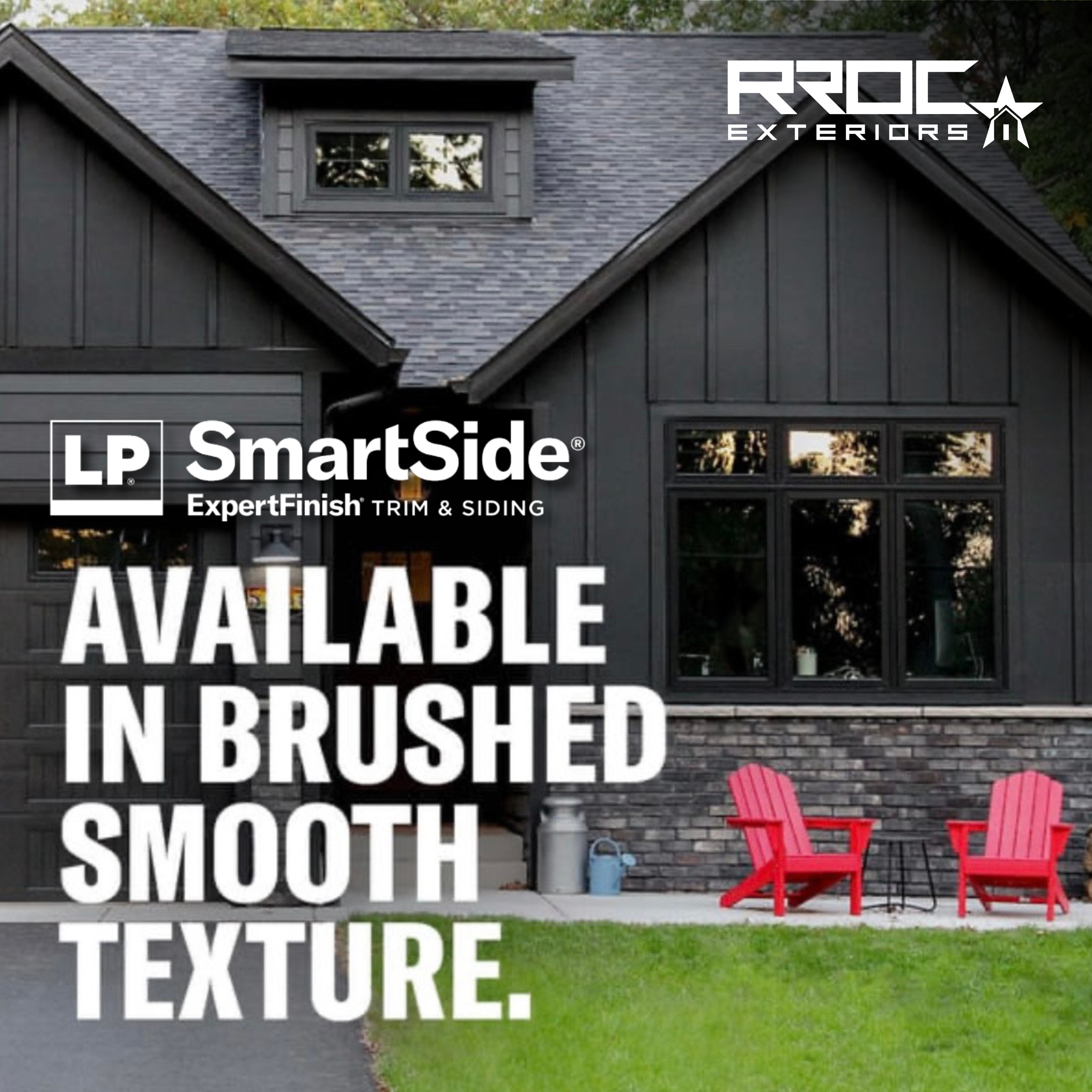 Campaign creative featuring dark home exterior with product branding