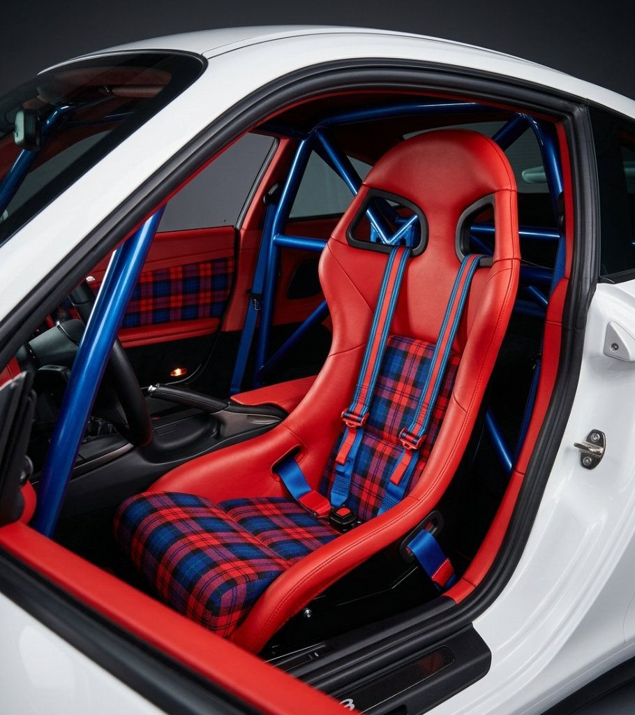 Porsche 911 GT3 Cockpit — Red Leather Bolsters with Heritage Red Tartan Center Inserts