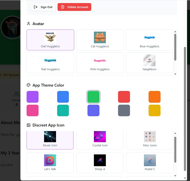 HuggleUs Profile Customization