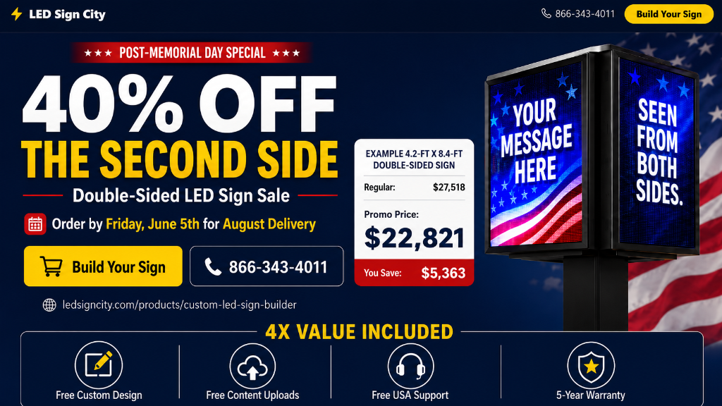 40% Off The Second Side — Double-Sided LED Sign Sale