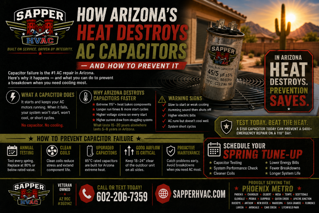 How Arizona's Heat Destroys AC Capacitors — And How to Prevent It | Sapper HVAC