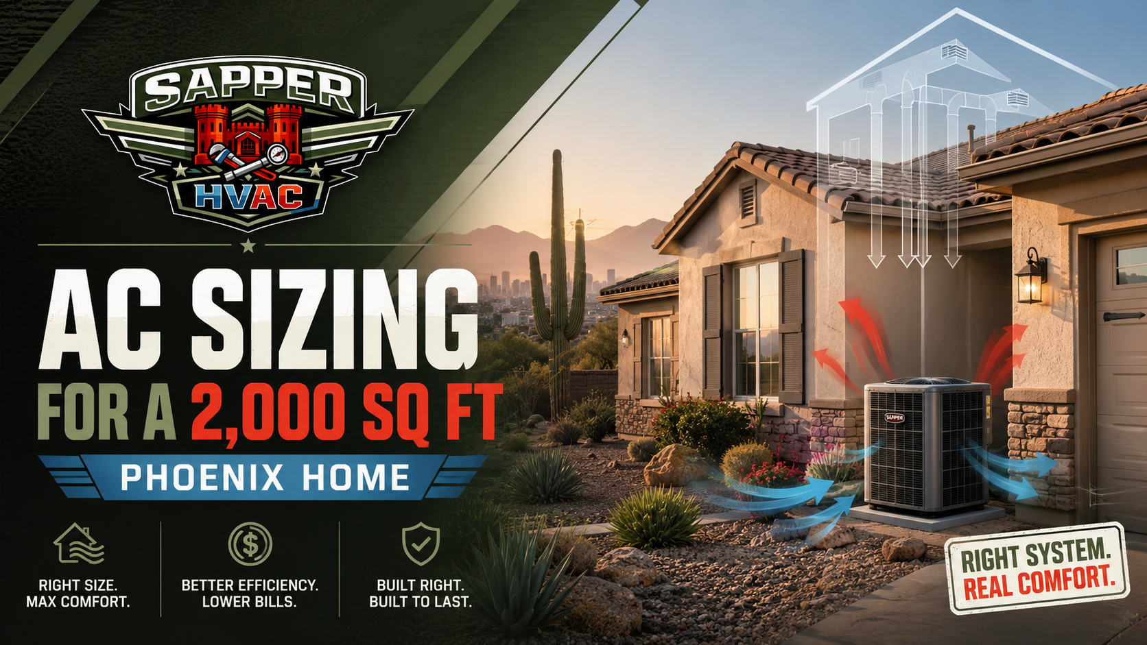 AC sizing for a 2,000 sq ft Phoenix home cover from Sapper HVAC