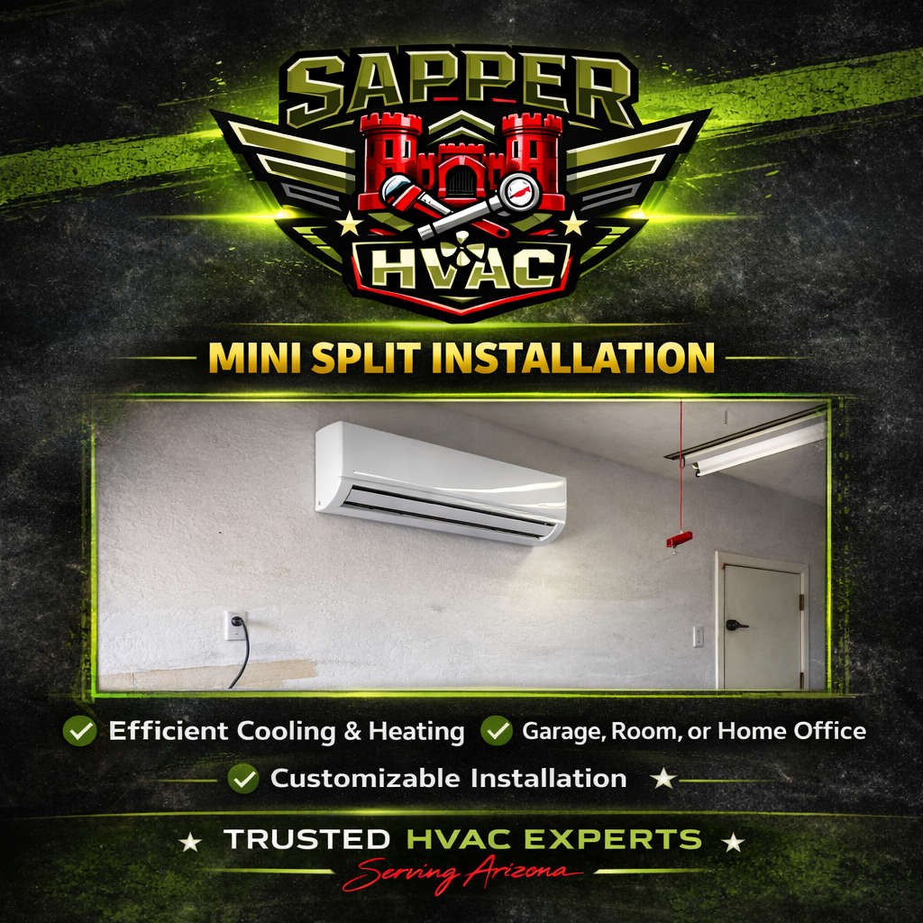 Ductless mini split installation in a Casa Grande AZ garage or workshop