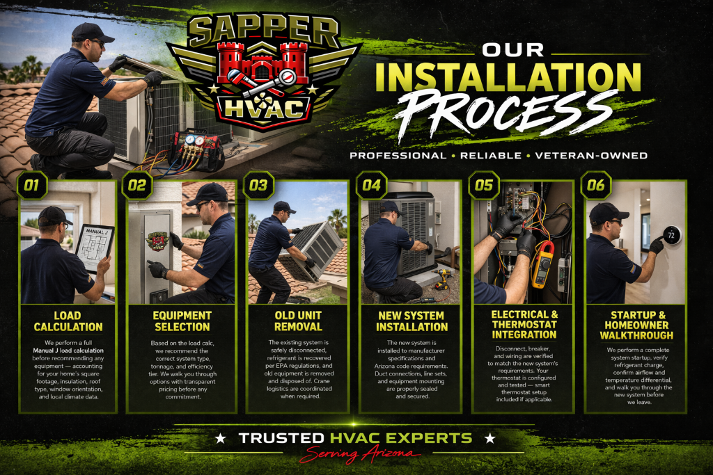 Central HVAC installation process in Phoenix Arizona