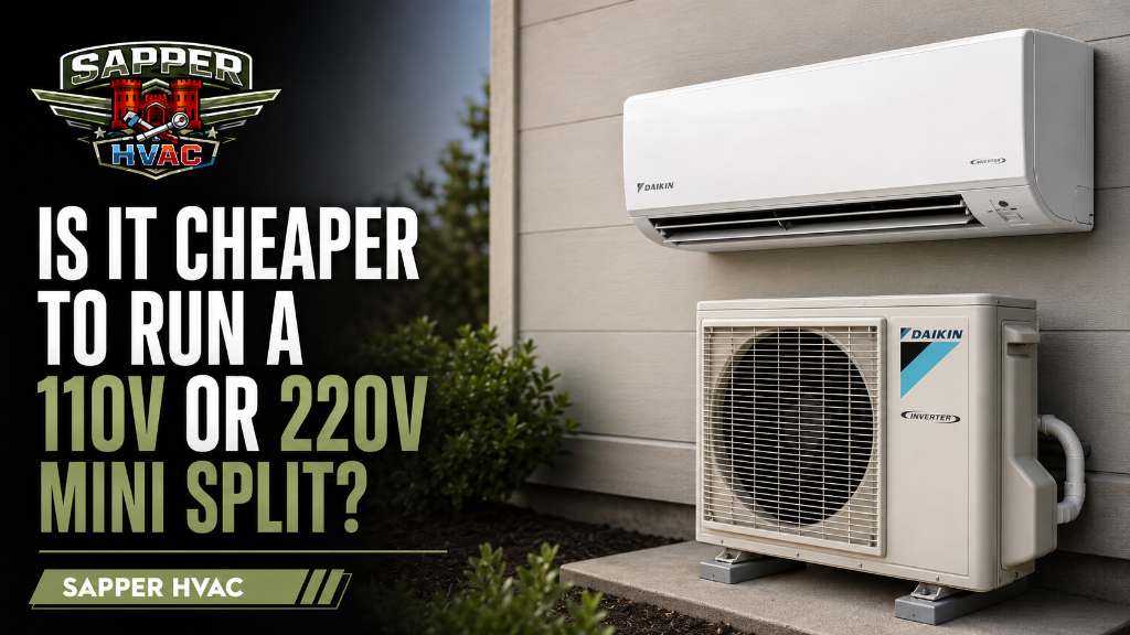 Is it cheaper to run a 110V or 220V mini split — Sapper HVAC blog cover