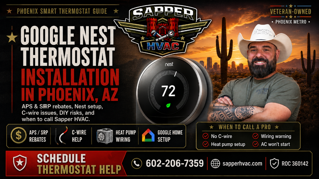 Google Nest thermostat installation in Phoenix, AZ