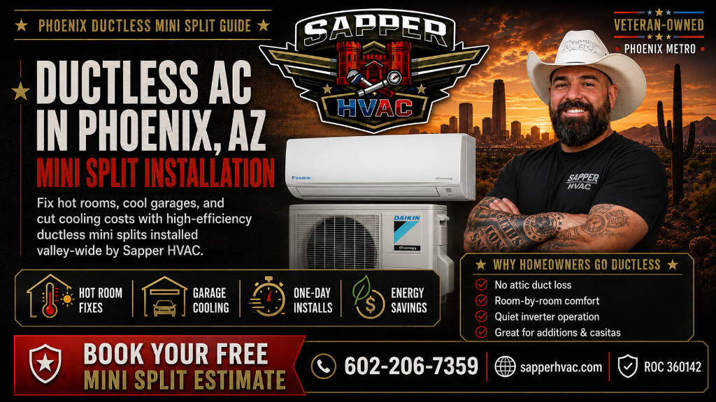Ductless AC in Phoenix, AZ — Mini split installation by Sapper HVAC featuring Daikin equipment