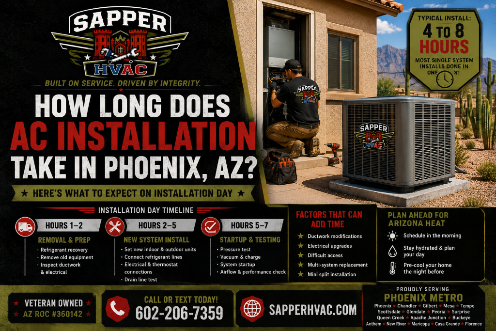 How Long Does AC Installation Take in Phoenix AZ? | Sapper HVAC