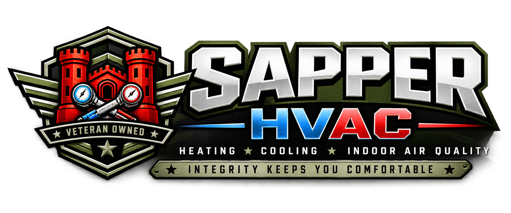 Sapper HVAC veteran-owned heating, cooling, and indoor air quality logo
