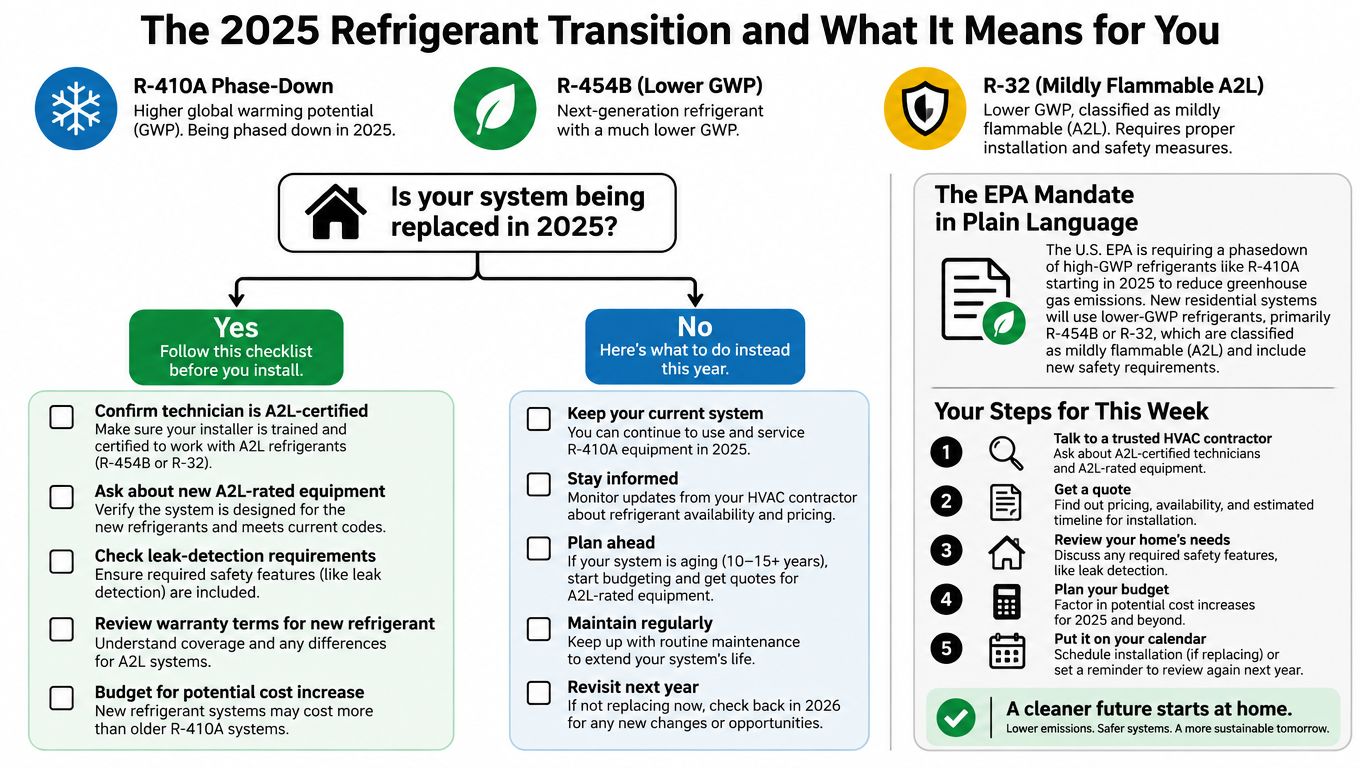 The 2025 refrigerant transition from R-410A to R-454B and R-32 and what it means for homeowners