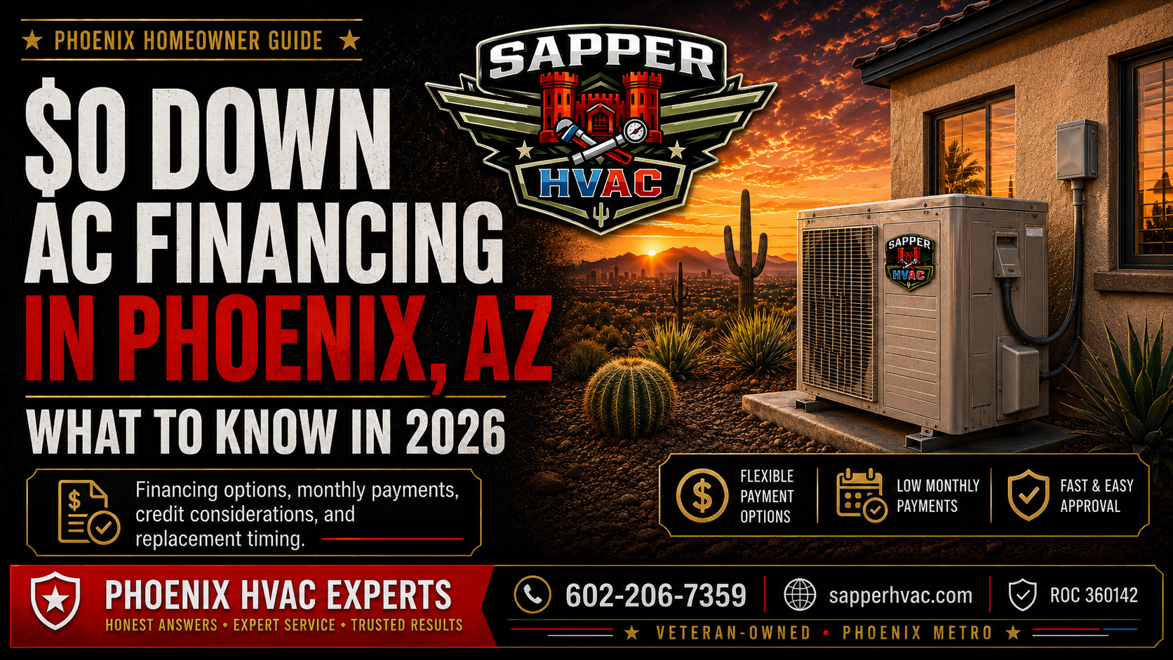 $0 Down AC Financing in Phoenix, AZ blog cover, Sapper HVAC