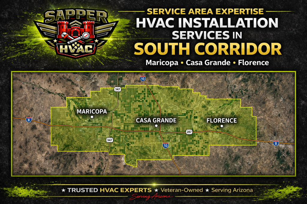 South Corridor HVAC service areas: Maricopa, Casa Grande, Florence