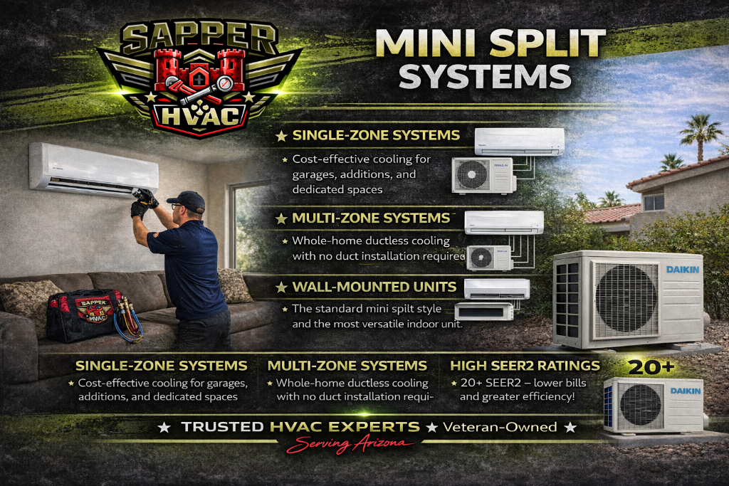 Mini split systems installed in Phoenix Arizona