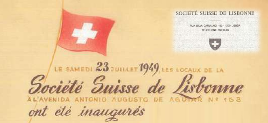 Historisches Dokument der Société Suisse de Lisbonne – Eröffnung 1949