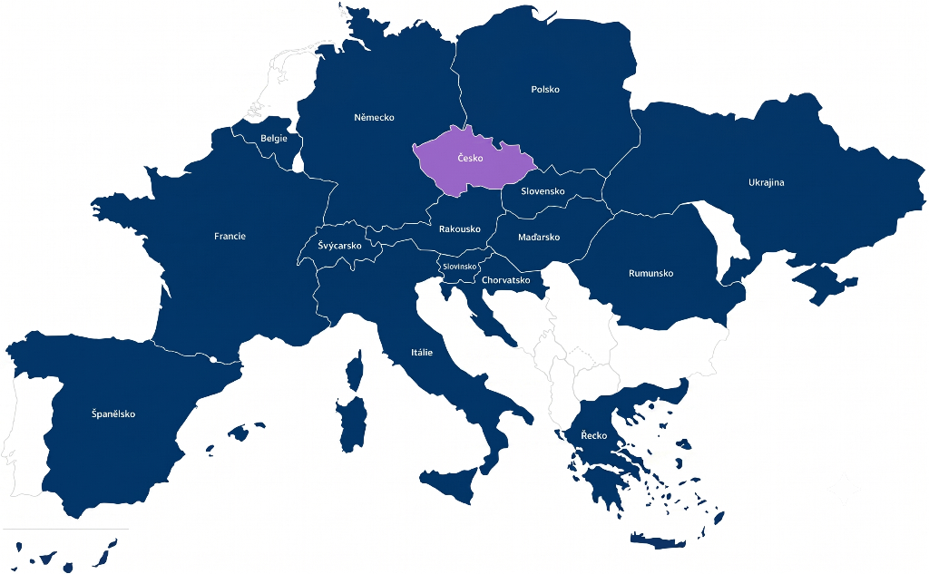 Mapa pokrytí OVB v Evropě