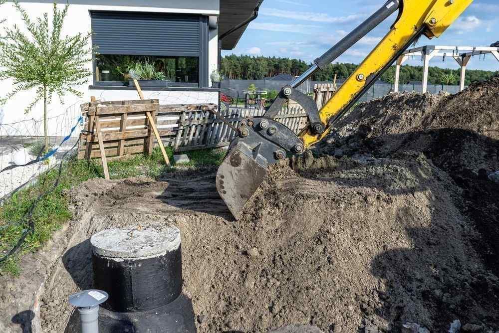 Septic tank excavation and pipe installation work