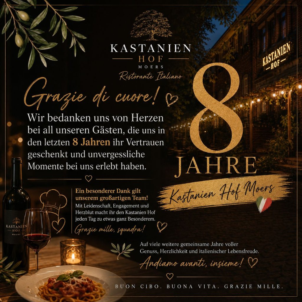 8 Jahre Kastanienhof Moers – Grazie di cuore!